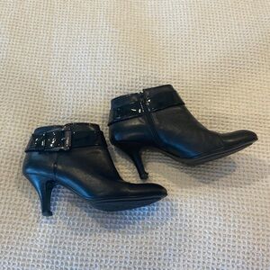 Sofft Black Pointed Toe Leather Booties with buckle detail 9.5